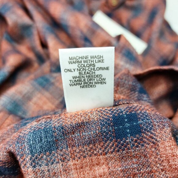 ROWM 3XT Plaid Rust Long Sleeve Button Up Flannel Shirt Tall Man - Picture 6 of 10